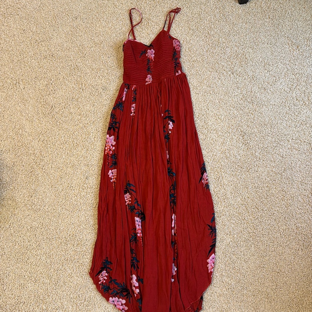 Free people red patterned sun dress. Size small.